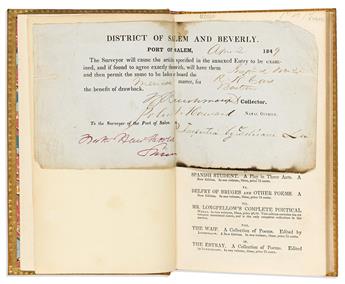 Hawthorne, Nathaniel (1804-1864) The Scarlet Letter, first edition with signed document.